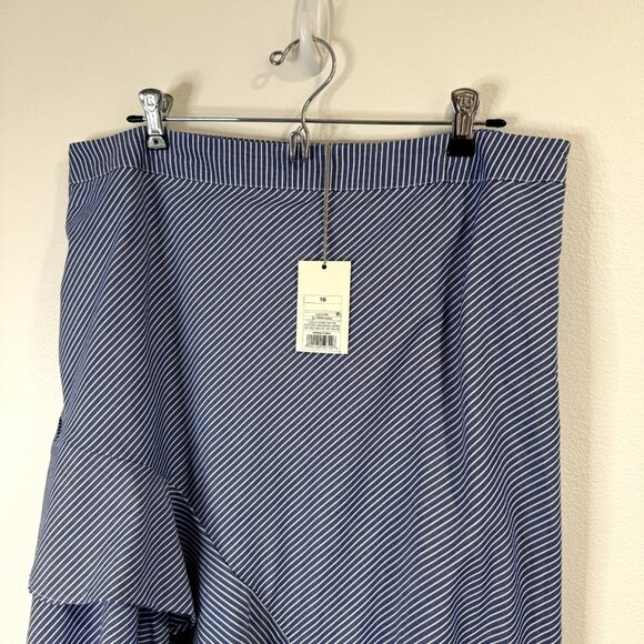 NWT A New Day Blue White Striped Skirt Size 16 Asymmetrical Ruffle - Picture 3 of 10